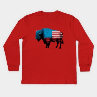 bos bison, usa flags Kids Long Sleeve T-Shirt